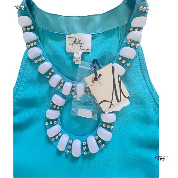 🆕 Milly of New York Beaded Oversized Jeweled Keyhole Neckline Knit Dress✨Size S - Picture 2 of 13